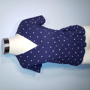 OLD NAVY TOP XS Navy White Polka Dots Short sleeve Tie